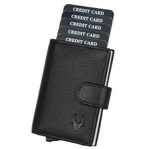 Black Genuine Leather Unisex RFID Card Holder Wallet